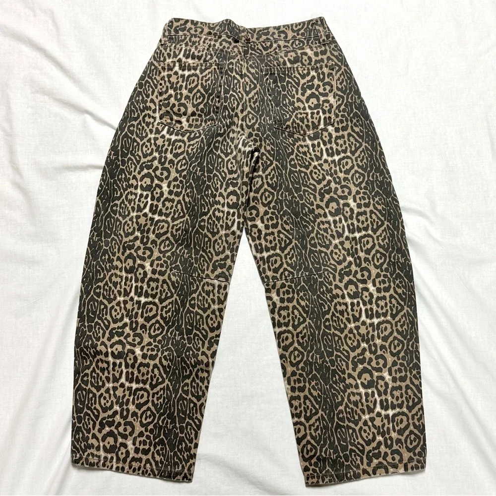 Ashley Mason Leopard Barrel Jeans High Rise Animal Print Denim Size 25 Y2K - Picture 3 of 10